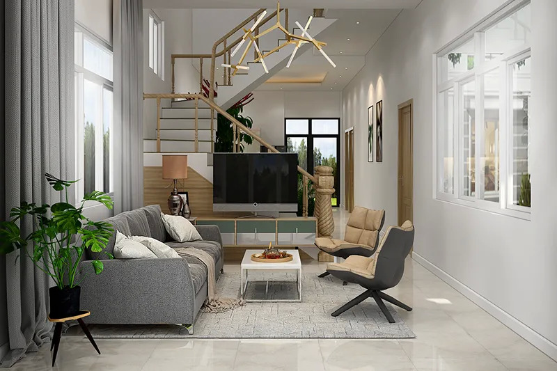 Nội thất tối ưu đơn giản trong thiết kế nhà phố