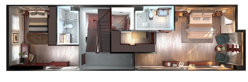 Mặt bằng thiết kế nội thất tầng 2 của nhà phố