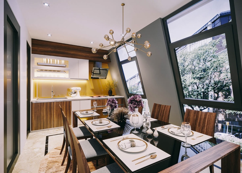 thiết kế nội thất nhà bếp nhà phố
