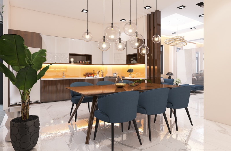 thiế kế nhà bếp kết hợp bàn ăn