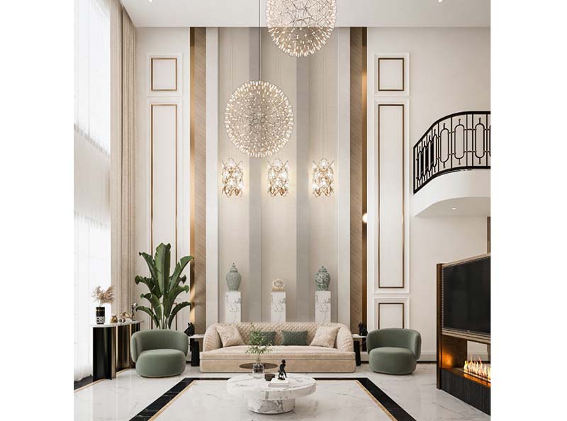 Nội thất phòng khách tân cổ điển luxury