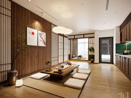 Thiết kế nội thất chung cư Vinhomes Tân Cảng 2PN Japan
