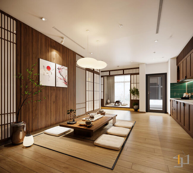 Bàn ăn được thiết kế đơn giản, màu sắc trung tính không quá nổi bật giúp không gian trong hài hòa và ấm áp hơn