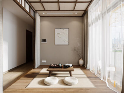 Phòng khách trong mẫu thiết kế nội thất chung cư 120m2