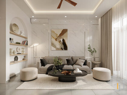 Thiết kế nội thất phòng khách nhà phố 4 tầng Modern