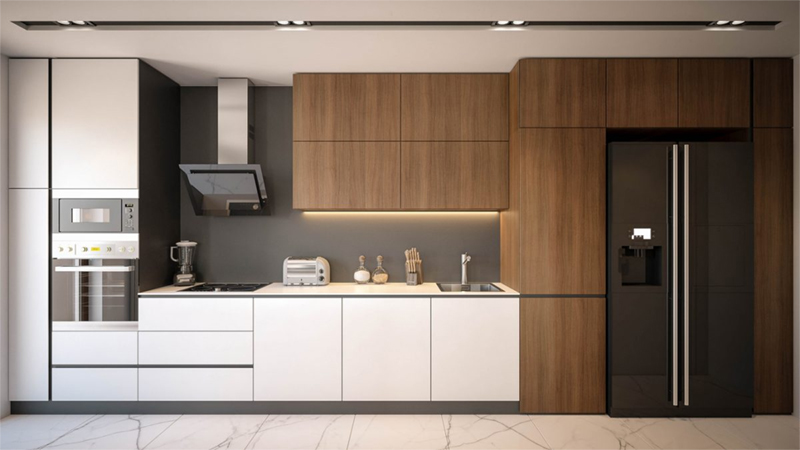 Ý tưởng thiết kế nội thất phòng bếp đẹp hiện đại với chất liệu gỗ