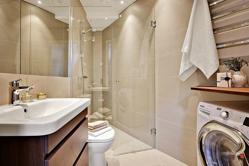 Thiết Kế Nội Thất Chung Cư 45m2 - 07 Thiết kế phòng WC căn hộ 45m2 với những gam màu tươi sáng và vách kính
