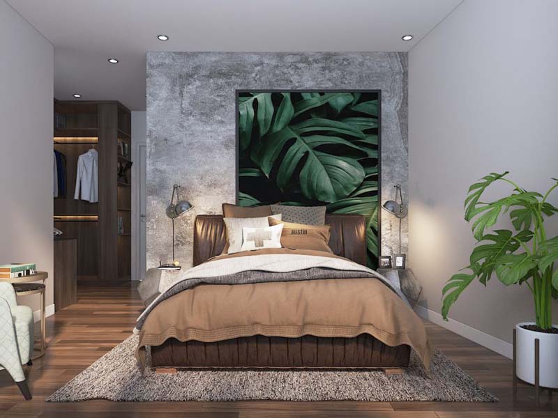 Phòng ngủ thiết kế màu xanh đẹp