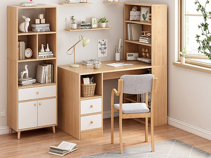 Mẫu bàn học tích hợp kệ sách hiện đại