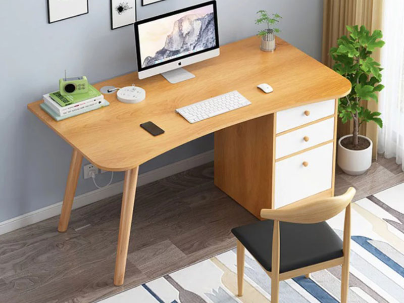 Bàn học màu vân gỗ vàng sáng đẹp