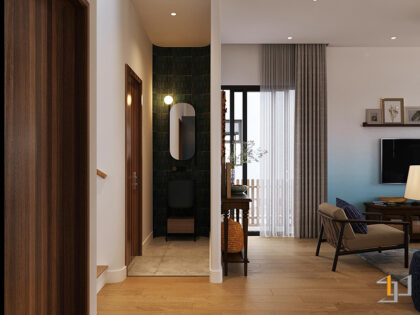 Sử dụng vách ngăn mỏng để che đi khu vực phòng tắm