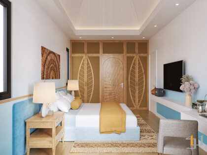 Tủ quần áo được đặt âm tường và có hoa văn độc đáo