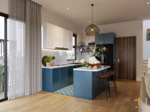 Nội thất phòng bếp trong biệt thự Nova Hồ Tràm 2 Tầng Tropical