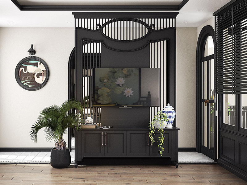 Phòng ngủ master nhà phố phong cách indochine 01