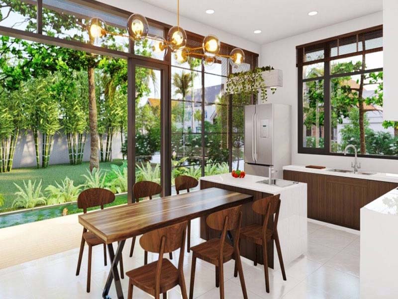 Phòng bếp không gian mở cho biệt thự