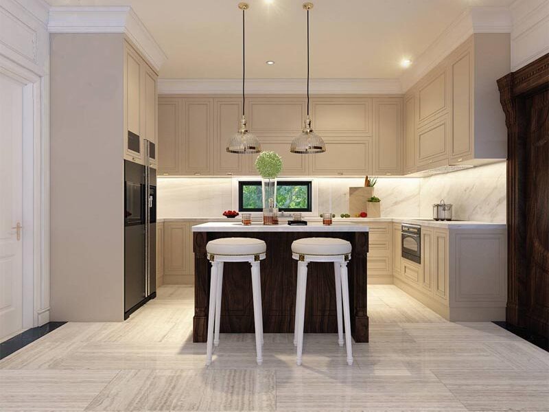 Cánh lắp đặt phào chỉ quen thuộc trong phong cách tân cổ điển