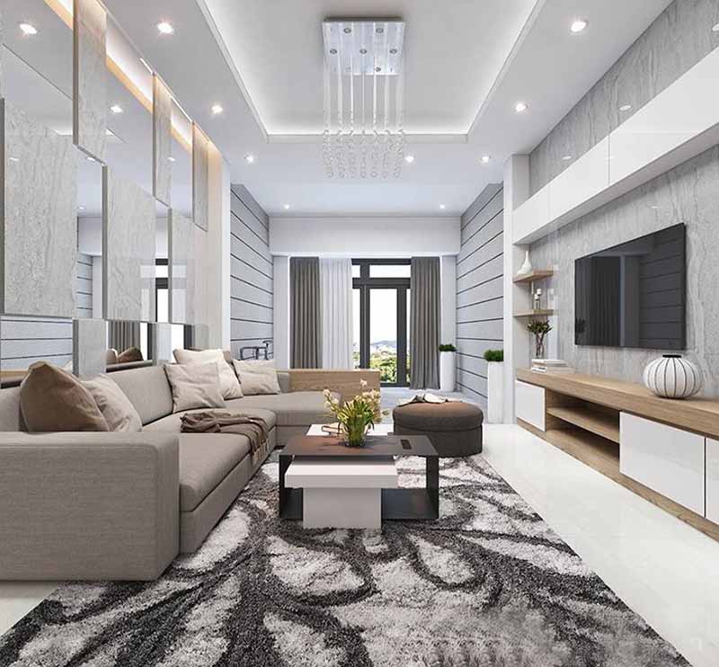 Tông màu xám làm toát lên sự lịch lãm cho toàn bộ không gian
