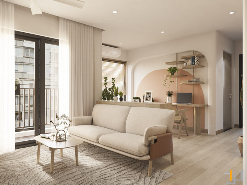 Thiết kế nội thất căn hộ Origami 2 phòng ngủ – Muted Colors