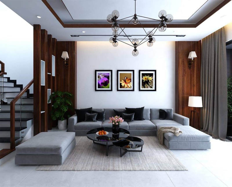 Bảng màu trung tính tạo ra vẻ đẹp lịch lãm và thanh lịch cho phòng khách