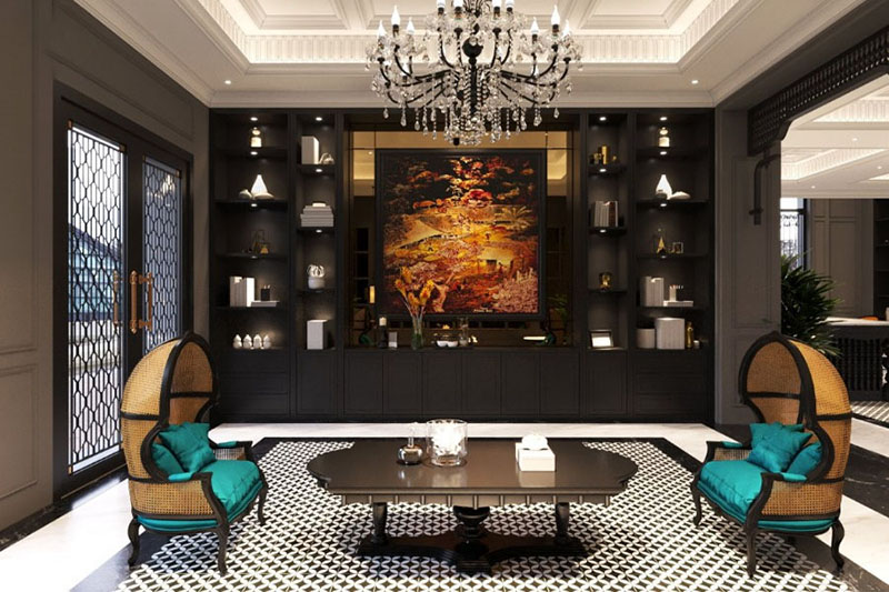 Ứng dụng tranh khảm xà cừ trong phong cách nội thất Indochine
