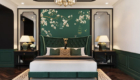 Phòng ngủ Indochine tông xanh cổ vịt dành cho người mệnh Mộc