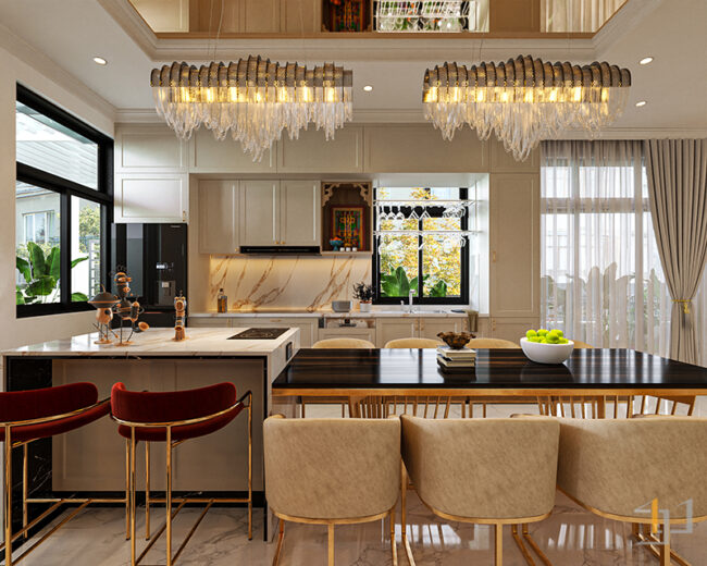 Thiết kế phòng bếp biệt thự liền kề 2 tầng hiện đại