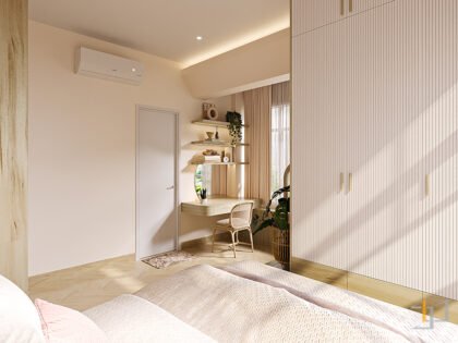 Thiết kế bàn làm việc kết hợp với bàn trang điểm