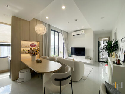 Thi công phòng khách căn hộ Emerald Golf View