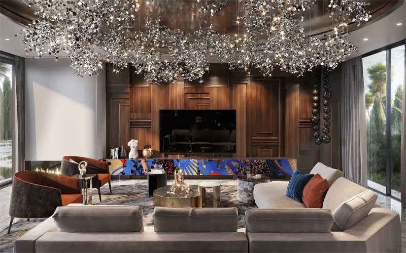 Nội thất cao cấp bên trong phòng khách biệt thự Vinhomes The Harmony