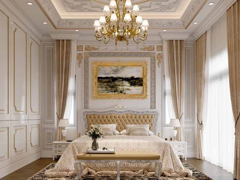 Mẫu trần hoành tráng dành cho phòng ngủ Tân cổ điển truyền thống