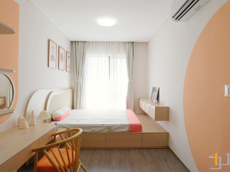 Phòng ngủ master với màu sắc tươi sáng và dễ chịu