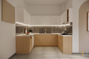 Tủ Bếp Melamine chữ U tiện nghi