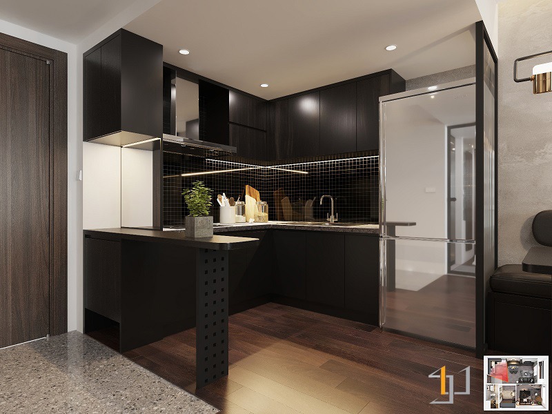 Thiết kế phòng bếp chung cư phong cách hiện đại