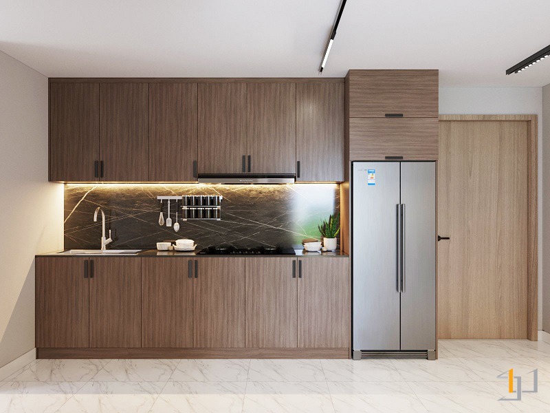 Tủ bếp đẹp phủ Laminate giả gỗ