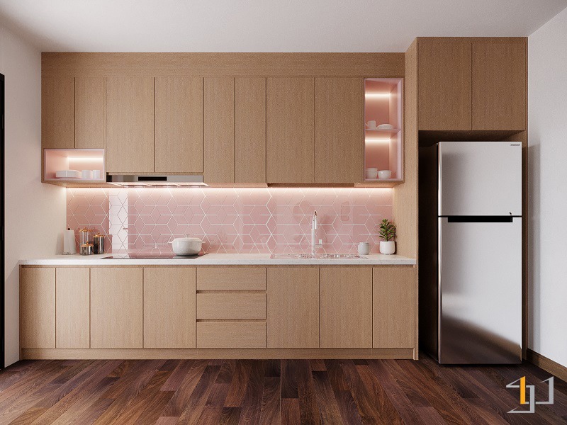 Mẫu tủ bếp đẹp từ nhựa WPB phủ Melamine giả gỗ