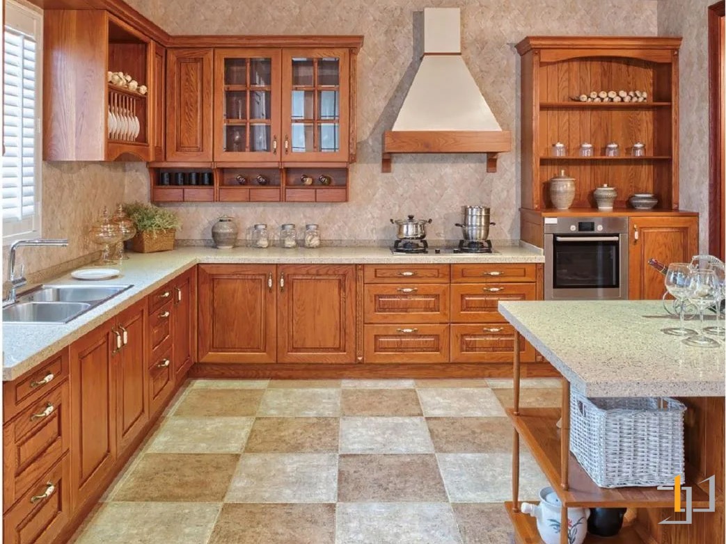 Tủ bếp gỗ Xoan đào phong cách vintage