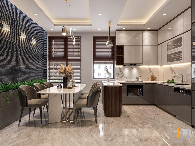 Tủ bếp chữ G cho nhà phố