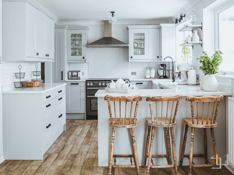 Tủ bếp chữ G phong cách cổ điển