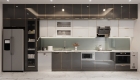 Tủ bếp hiện đại phủ Acrylic xám trắng