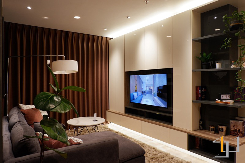 Tivi được thi công treo chìm tường tạo diện mạo gọn gàng