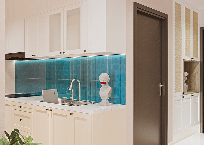 Thiết kế tủ bếp cao kịch trần phong cách tân cổ điển