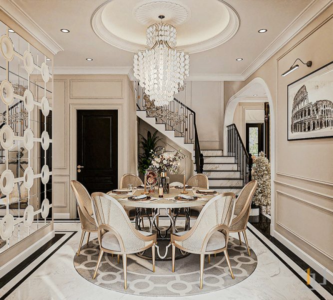 Trang trí trần nhà với đèn chùm thả trần