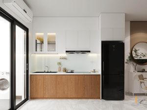 Thiết kế tủ bếp chữ I nhỏ gọn cho căn hộ