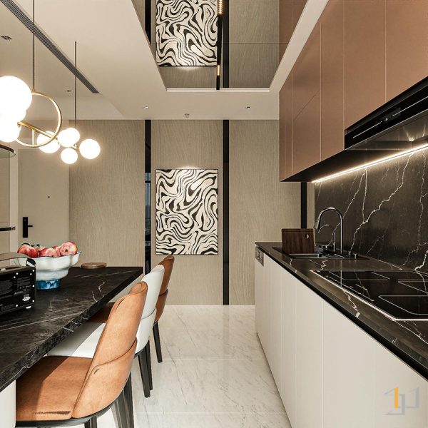 Trang trí tường phòng khách với gỗ và tranh treo tường