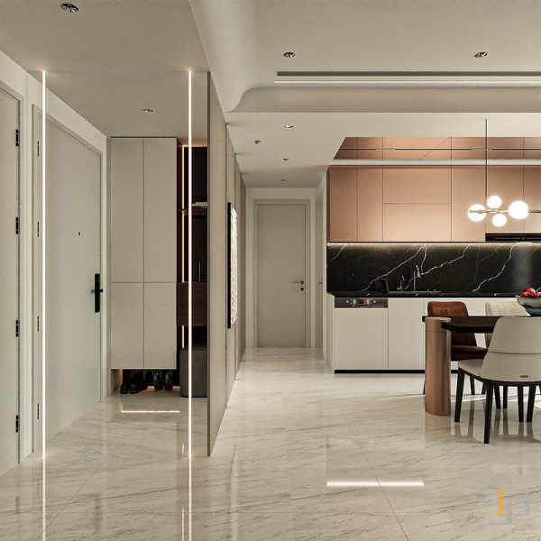 Gương ốp tường kết hợp đèn LED cho căn hộ