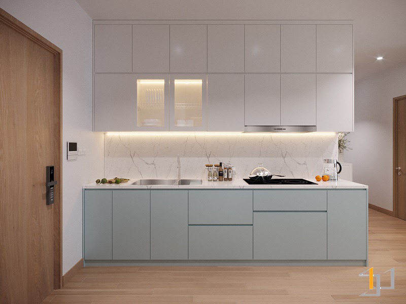 Mẫu tủ bếp đẹp phong cách hiện đại kịch trần
