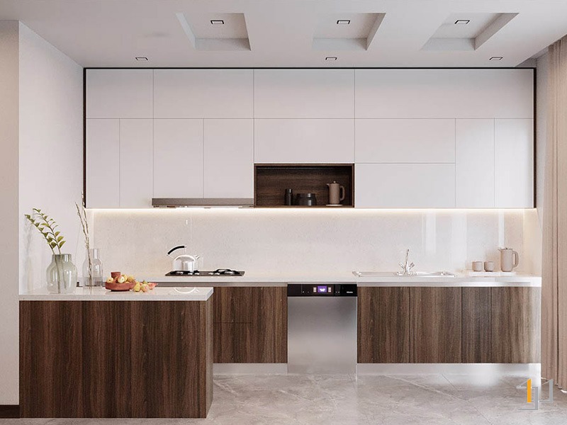 Tủ bếp kịch trần chữ i hiện đại