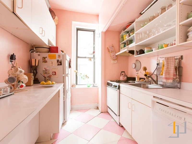 Tủ bếp màu hồng cho người mệnh Hỏa