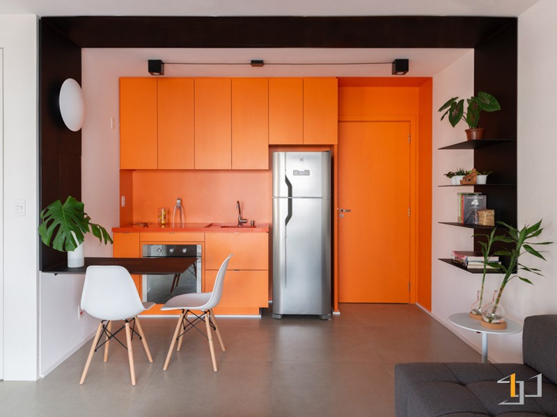 Tủ bếp màu cam cho người mệnh Hỏa