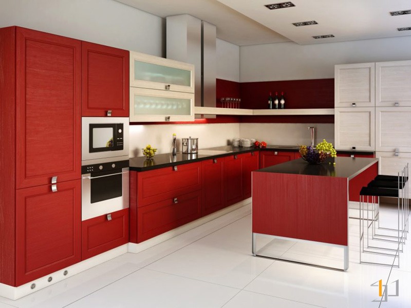 Tủ bếp màu đỏ cho người mệnh Hỏa